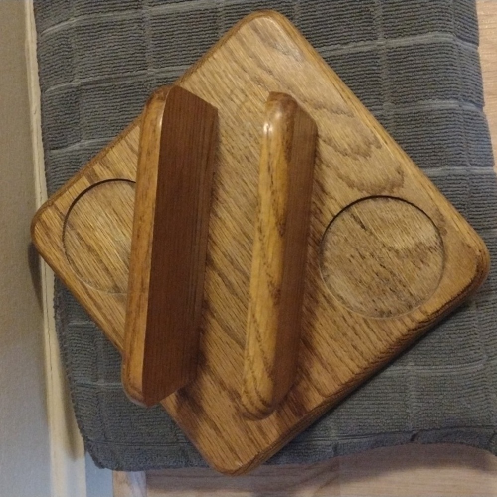 Salt & Pepper Small Cottages Themed Shakers Set with Wooden Napkin Holder - Picture 3 of 7